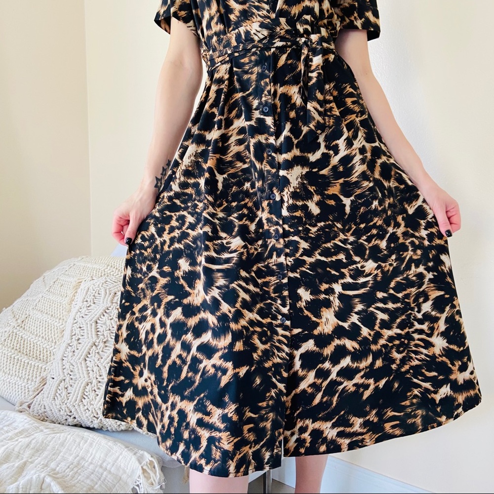 WALTER BAKER Leopard-print crepe shirt midi dress - Picture 4 of 12